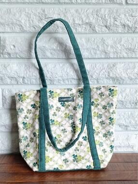 Longaberger Homestead Shamrock St. Patricks Green And White Small Purse Tote Bag